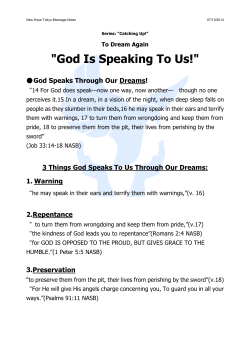 "God Is Speaking To Us!"