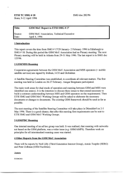 GSM MoU Report to ETSI SMG#18