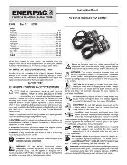Instruction Sheet NS Series Hydraulic Nut Splitter