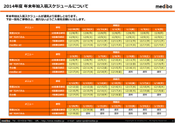 年末年始進行スケジュール