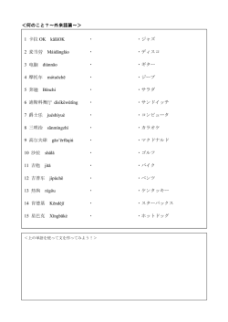 ＜何のこと？～外来語篇～＞ 1 卡拉 OK kǎlāOK ・ ・ジャズ 2 麦当劳