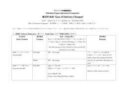 運送料金表 (List of Delivery Charges)