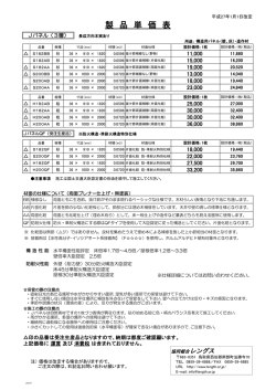 製品価格表 PDF ダウンロード