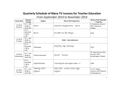 Quarterly Schedule of Mana TV Lessons for Teacher