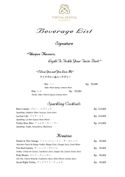 Beverage List - Tirtha Dining