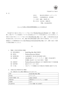 マレーシア企業との株式売買契約締結についてのお知らせ