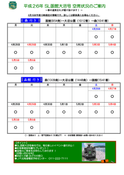 平成26年 SL函館大沼号 空席状況のご案内