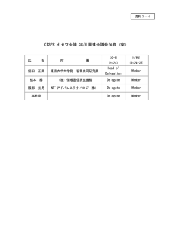 資料3-4 CISPRオタワ会議 SC/H 関連会議参加者（案）