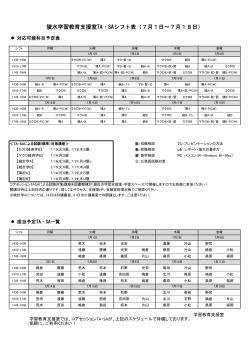 陵水学習教育支援室TA・SAシフト表（7月1日～7月18日）