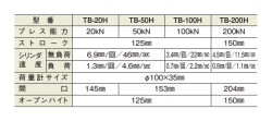 型 番 TB-20H TB-50H TB-100H TB