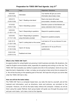 Preparation for TOEIC-SW Test/ Agenda: July 21