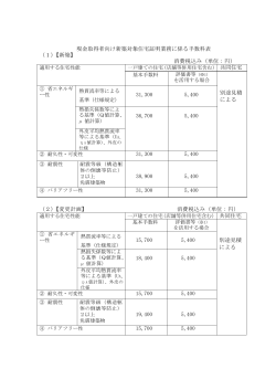 現金取得者向け新築対象住宅証明業務に係る手数料表 （1）【新築】 消費