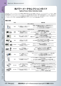 光パワーメータセレクションガイド - Newport Japan ニューポート