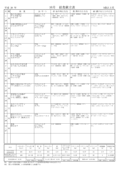 10月の献立表 3歳以上児用 （29kbyte）