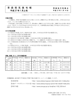 2014年12月上旬の気象旬報