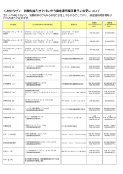 ＜お知らせ＞ 消費税率引き上げに伴う資産運用関係費用の変更について