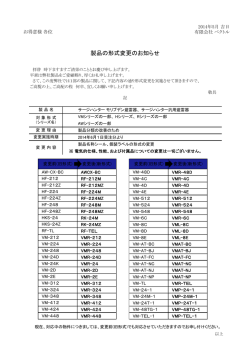 製品の形式変更のお知らせ