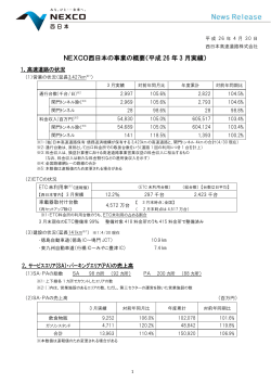 NEXCO西日本の事業の概要（平成 26 年 3 月実績）