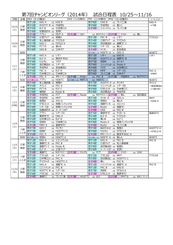 第7回チャンピオンリーグ（2014年） 試合日程表 10/25～11/16