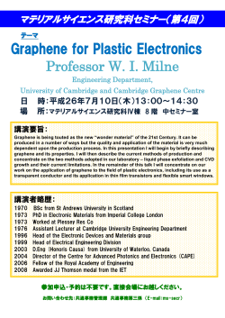 Graphene for Plastic Electronics Professor WI Milne