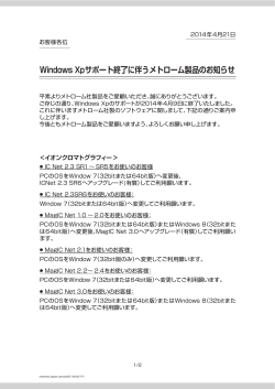 Windows Xpサポート終了に伴うメトローム製品の