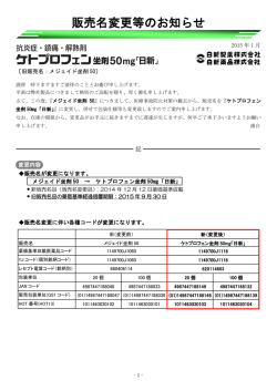 販売名変更等のお知らせ