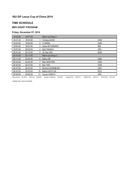 ISU GP Lexus Cup of China 2014 TIME SCHEDULE