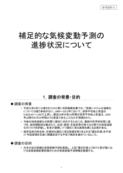 補足的な気候変動予測の 進捗状況について