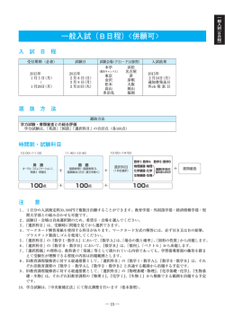 一般入試（B日程）〈併願可〉