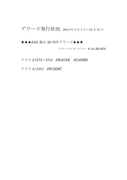 JAG 創立 20 周年アワード クラス J (373～374) JH4GXE