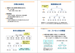分類の体系化 階層構造の例 多次元構造の例 （4）ファセット分類型