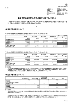 業績予想および配当予想の修正に関するお知らせについて