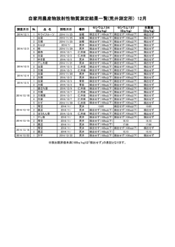 自家用農産物放射性物質測定結果一覧(荒井測定所) 12月