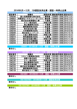 2014年6～12月 - 国際システム審査株式会社