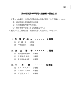 資料1 放射性物質事故等対応資機材の調査状況