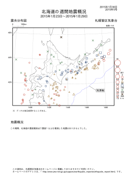 北海道の週間地震概況