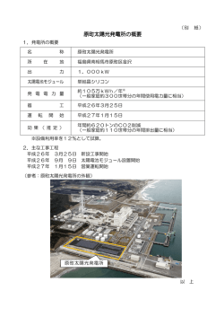 原町太陽光発電所の概要 原町太陽光発電所の概要