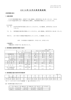 2 0 1 4 年 12 月 の 発 受 電 速 報