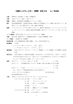 三保ミッドウィンター（MMW）2015 レース公示