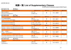 補講一覧/ List of Supplementary Classes