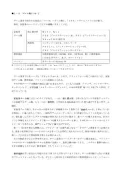 1－2 ゲーム機について ゲーム業界で扱われる商品は「ハード」＝ゲーム