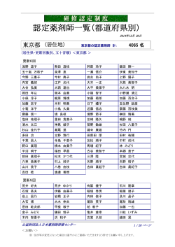 認定薬剤師一覧（都道府県別）