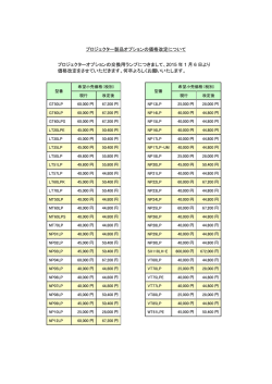 プロジェクター製品オプションの価格改定について プロジェクター