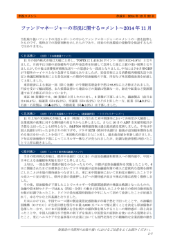 ファンドマネージャーの市況に関するコメント～2014 年 11 月