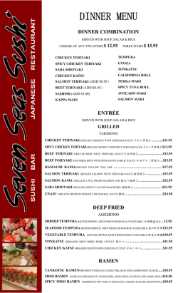 DINNER MENU - Seven Seas Sushi Seven Seas