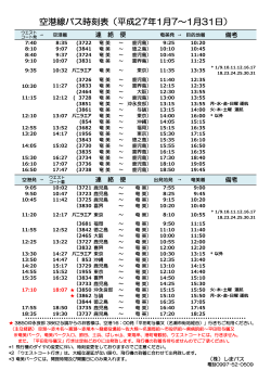空港線バス時刻表（平成27年1月7～1月31日）