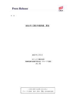 2015 年 CEO 年頭所感 要旨