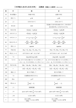 『大学新入生のための力学』 正誤表