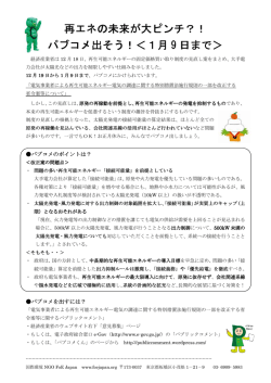再エネの未来が大ピンチ？！ パブコメ出そう！＜1月 9 日まで