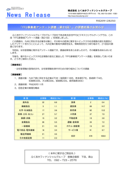 「FFG 事業者 アンケート調査（第 21 回）」の調査結果のお知らせ